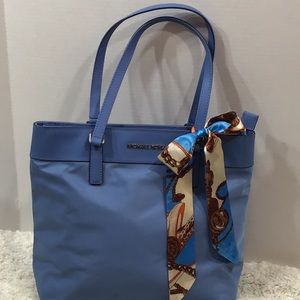 Michael Kors Morgan blue nylon tote bag
